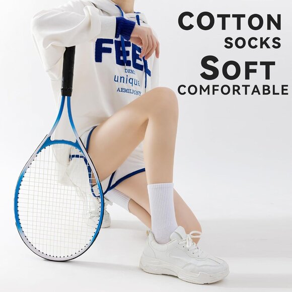 🆕 Women Black Moisture Wicking Calf Socks Cotton Thin Soft Casual Sport Wear - Picture 3 of 6